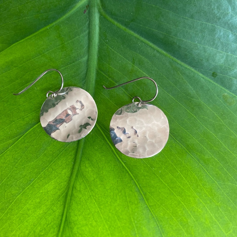 Sterling  Silver Hammered Disc Earrings